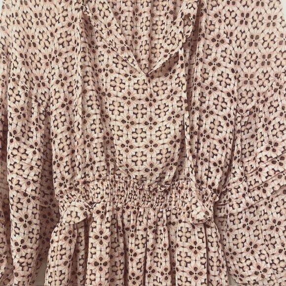 NWOT Misa Pink Tile Print Pullover Mini Dress Smocked Waist Size XS - Picture 4 of 12